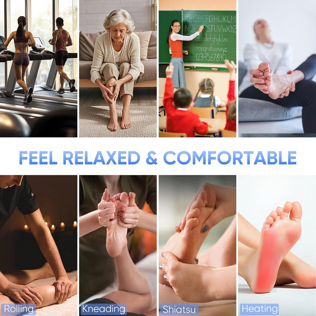 Foot Massager with Heat, Shiatsu Foot Massager for Plantar Fasciitis, Foot and Calf Massager with Massage Roller, Deep Kneading, Pain Relief, Gift for Women and Man