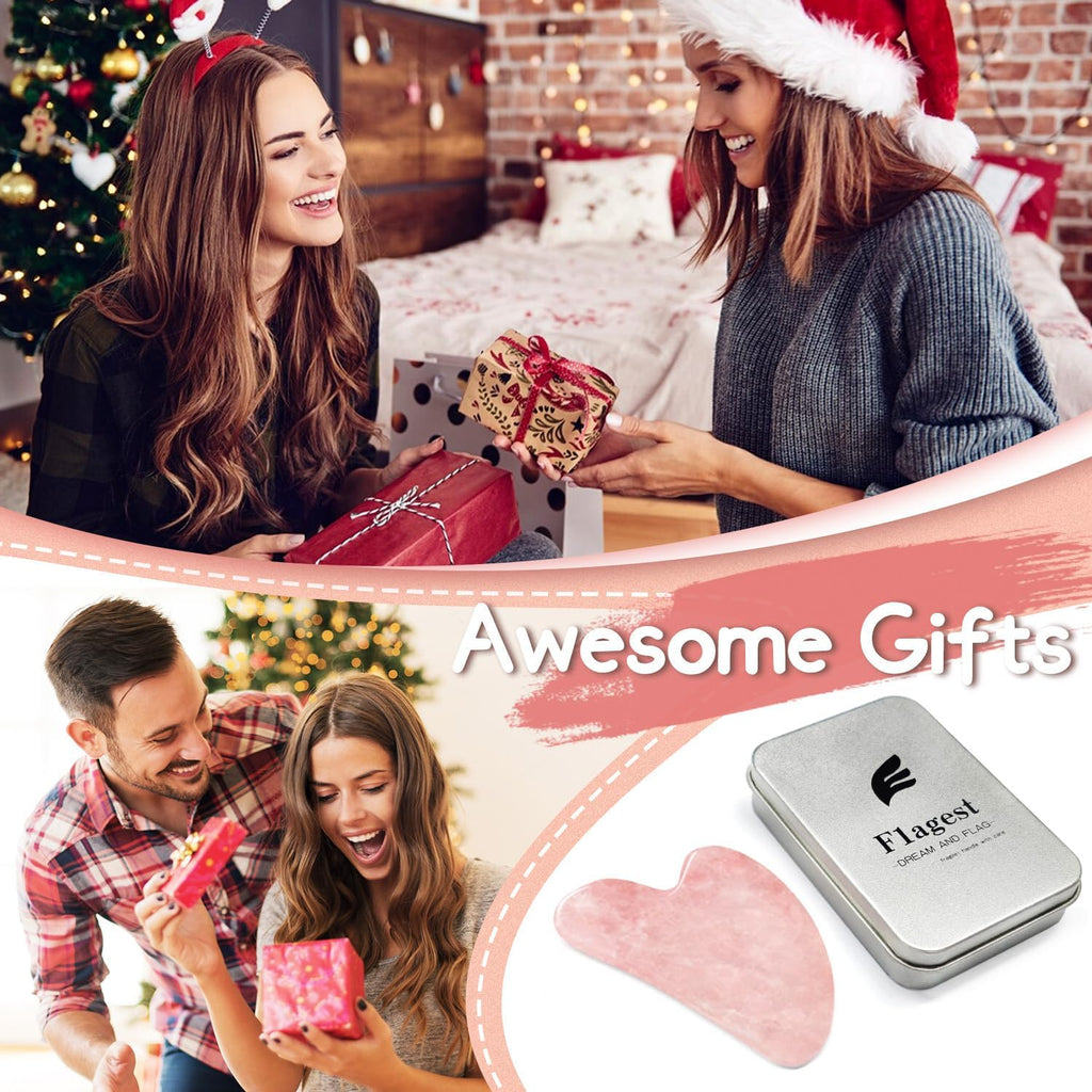 Rose Quartz Gua Sha Facial Tool, 100% Genuine Guasha Stone