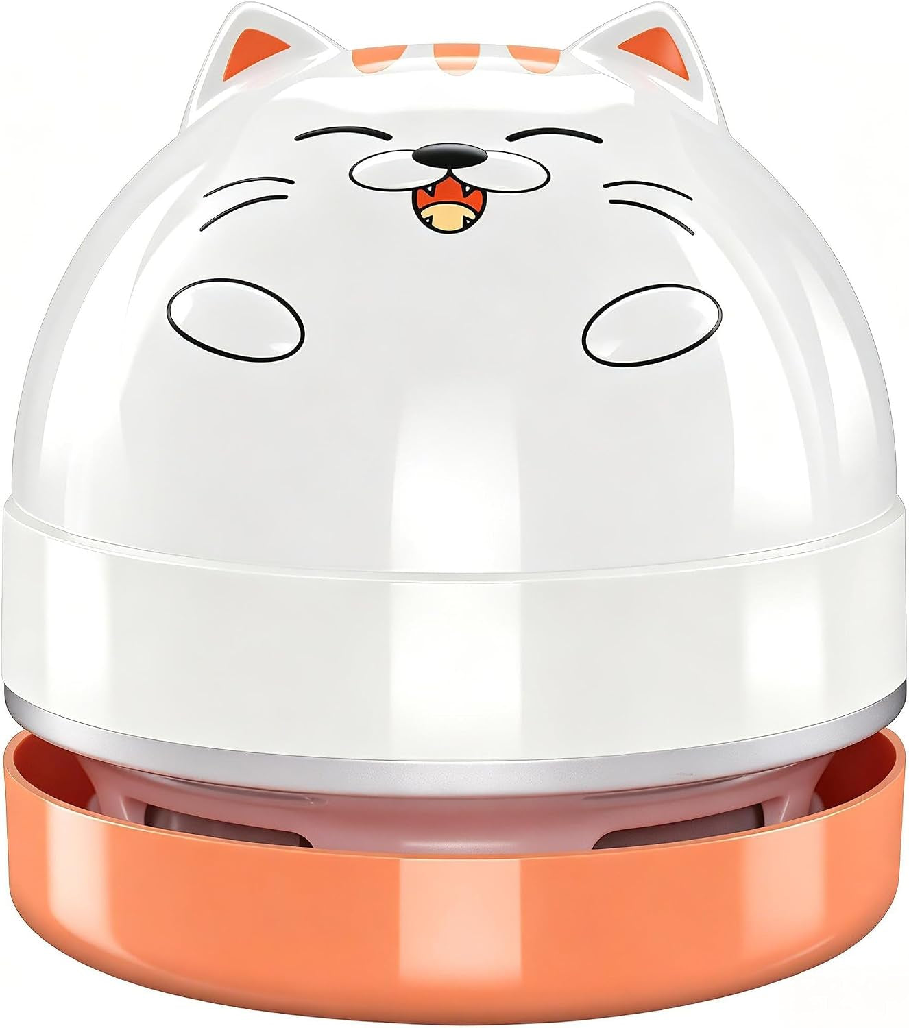 Mini Desktop Vacuum Cleaner, Portable USB Vacuum Cleaner for Desk Mini Cute Cartoon Desktop Vacuum for Cleaning Eraser Crumbs, Dust, Crumbs, Computer, Keyboard and Car (White Orange)