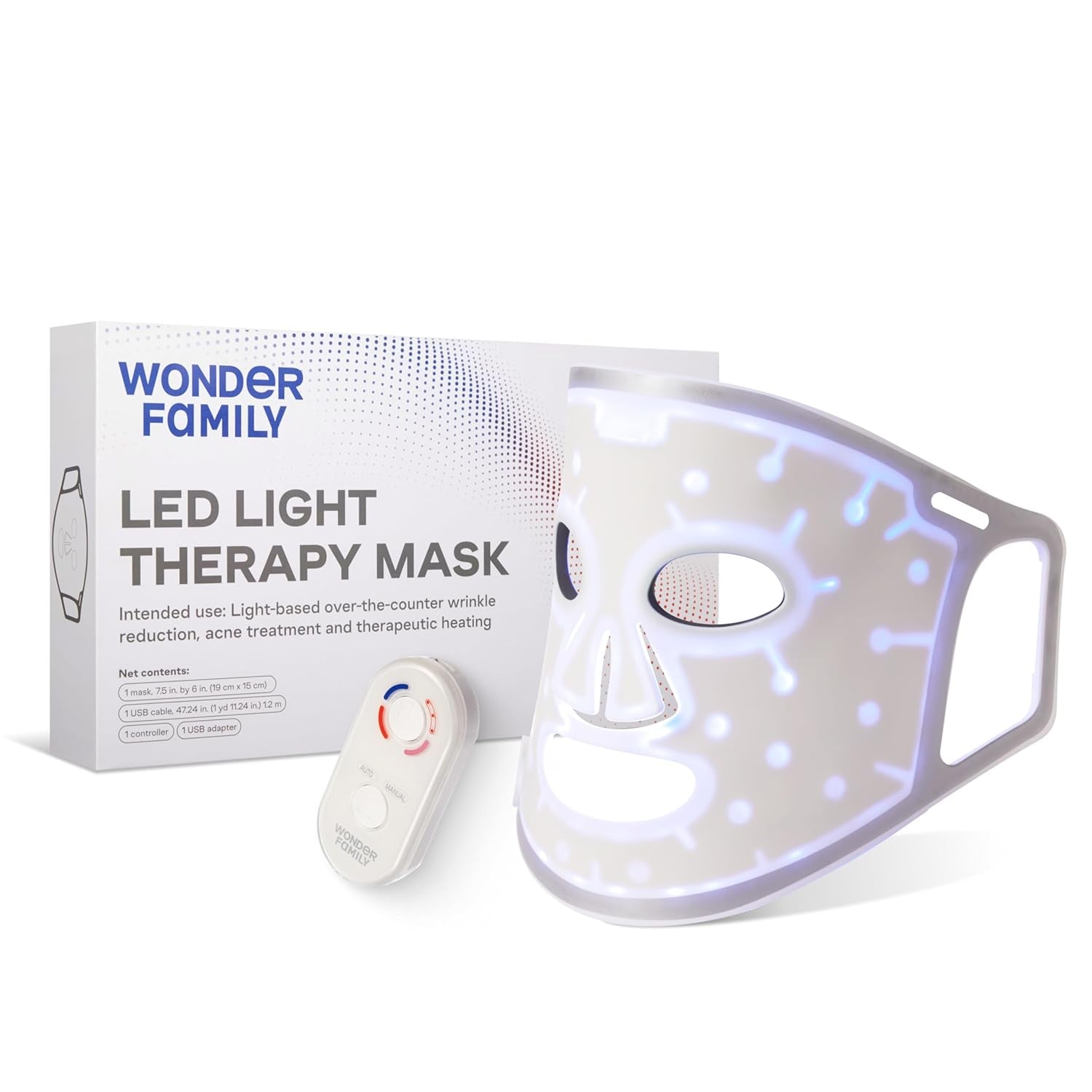 LED Face Mask Light Therapy - Red Light Therapy for Face & Blue Therapy for Skincare Therapy Device