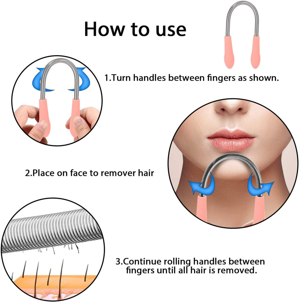 Facial Hair Remover, Spring Epilator Threading Tool Stainless Steel