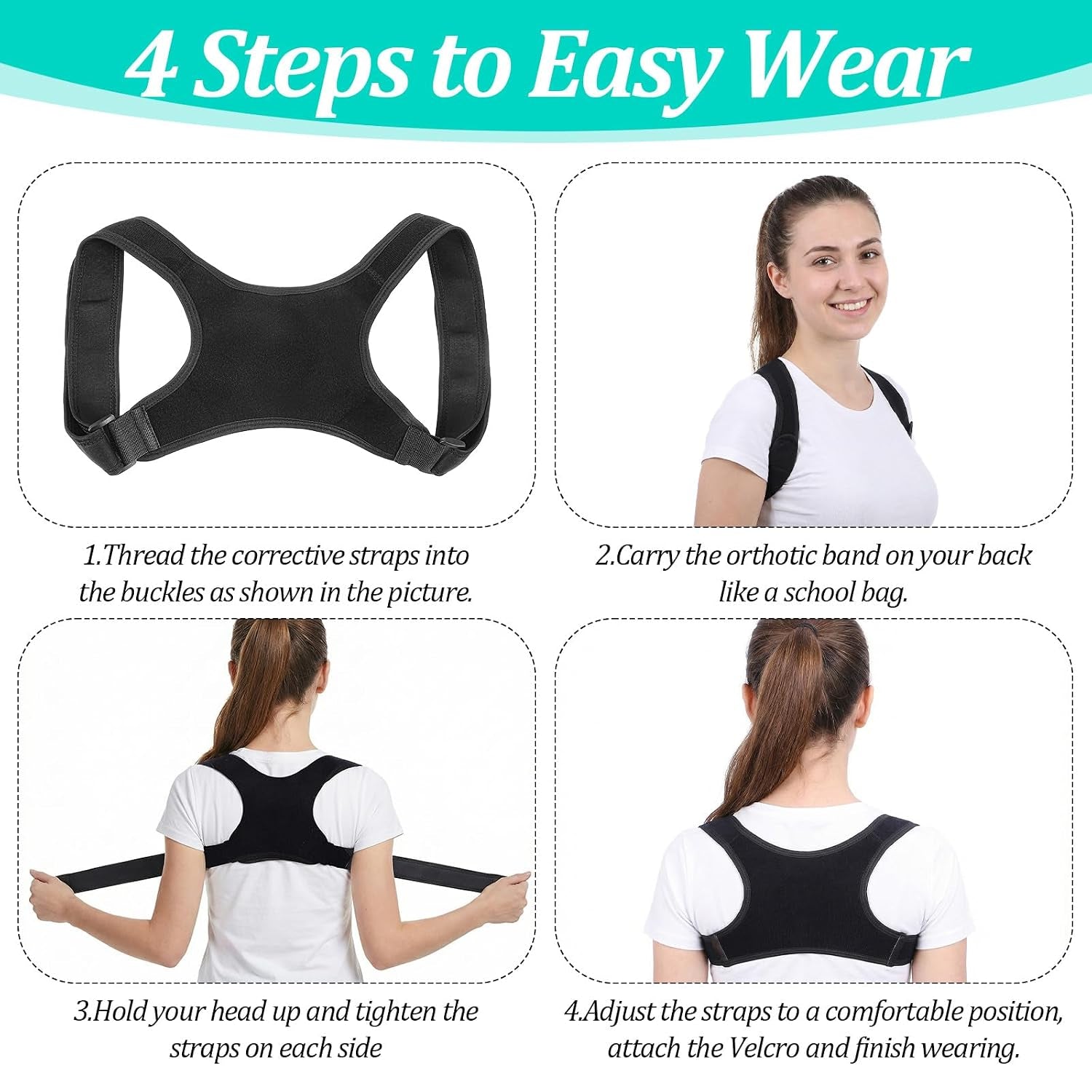 Posture Corrector Adjustable Comfortable Back Brace Lightweight Breathable Upper Straightener Support for Women Men Lower Back Shoulder Clavicle Neck Hunchback Pain Relief