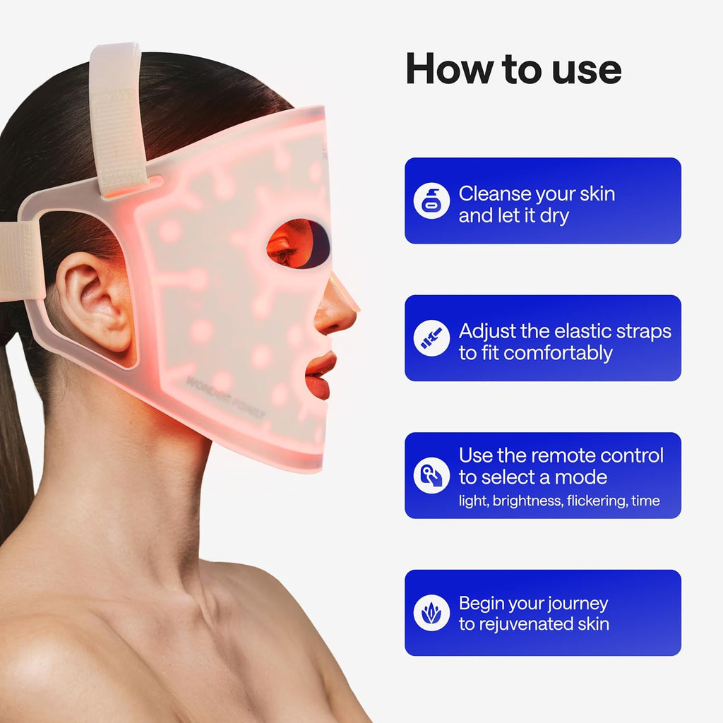 LED Face Mask Light Therapy - Red Light Therapy for Face & Blue Therapy for Skincare Therapy Device