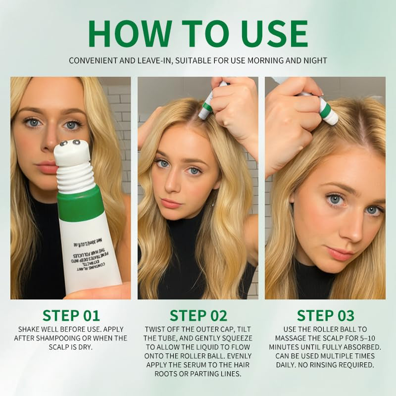 Hair Growth Serum Roll on Rosemary Hair Serum for Hair Loss Thinning Hair