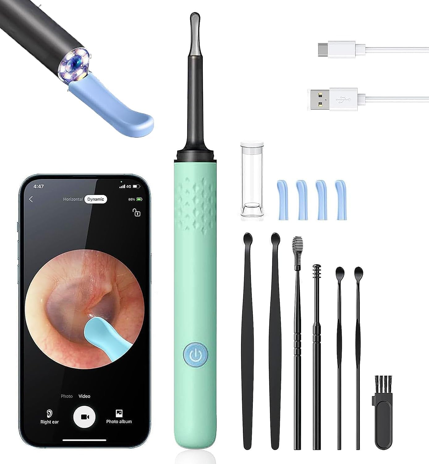 Ear Wax Removal, Ear Cleaner with Camera and Light, Ear Wax Removal Kit, Ear Wax Removal Tool Camera with 1080P, Ear Cleaning Kit with Spoons