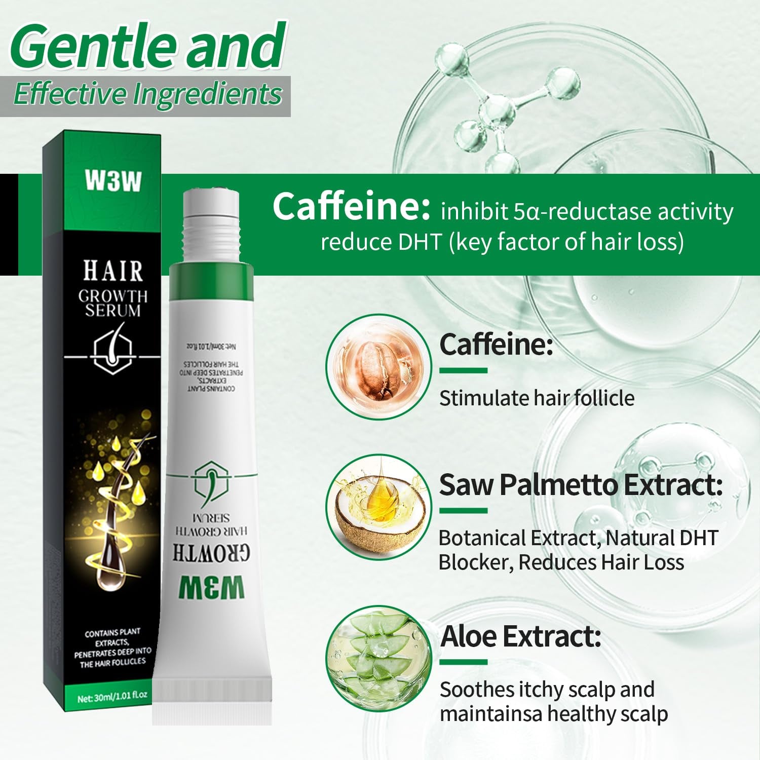 Hair Growth Serum Roll on Rosemary Hair Serum for Hair Loss Thinning Hair
