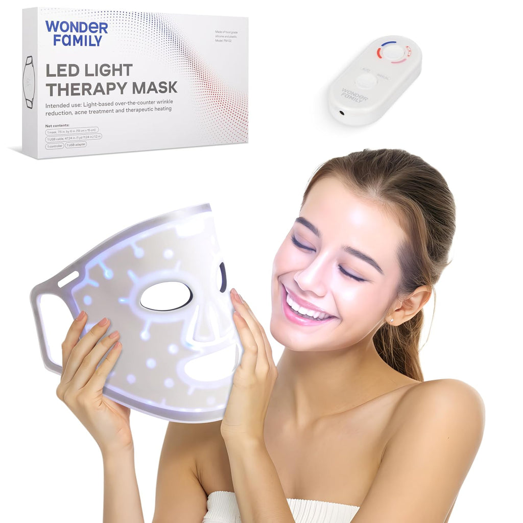 LED Face Mask Light Therapy - Red Light Therapy for Face & Blue Therapy for Skincare Therapy Device