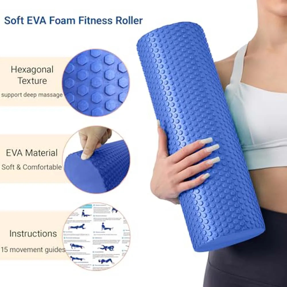 Pilates Foam Roller 45Cm Point EVA Massage Roller Foam Roller Muscle Recovery Roller Deep Tissue Massage Therapy Crossfit