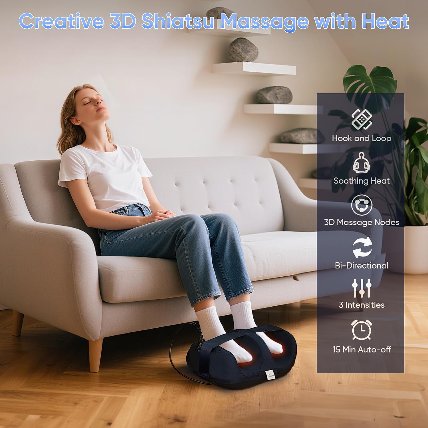 Foot Massager with Heat, Shiatsu Foot Massager for Plantar Fasciitis, Foot and Calf Massager with Massage Roller, Deep Kneading, Pain Relief, Gift for Women and Man