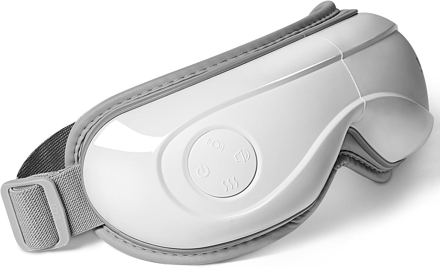 Eye Massager with Heat, Heated Eye Massage Mask with 5 Modes and Bluetooth Music, 180° Foldable Eye Care Massager for Migraines, Eye Strain, Dark Circles, Ideal Gift for Mom/Dad, White