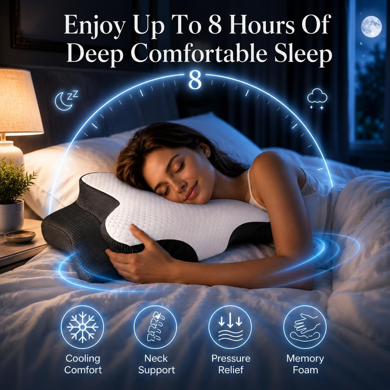 Memory Foam Pillow for Neck Pain, Cooling Cervical Support Pillow Ergonomic