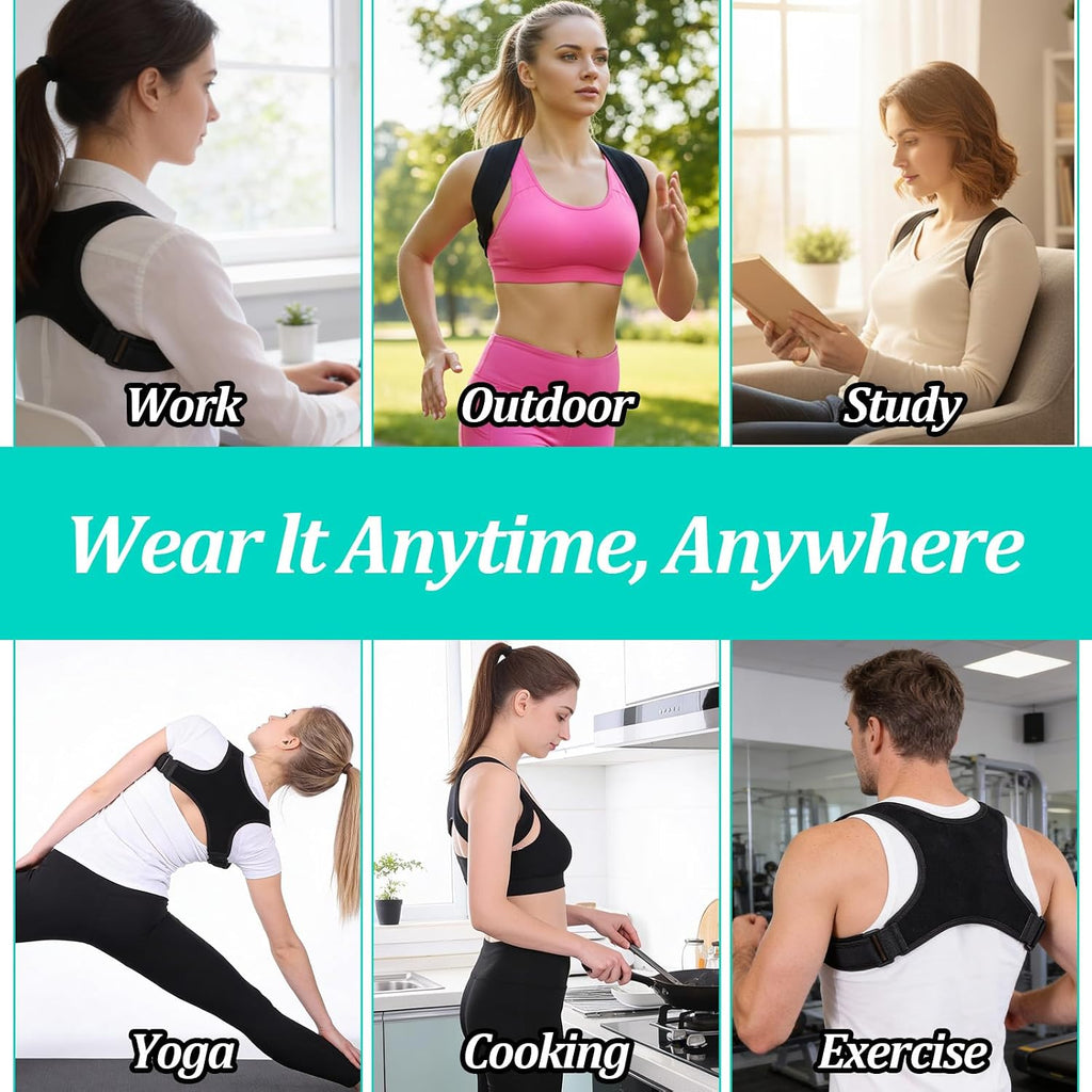 Posture Corrector Adjustable Comfortable Back Brace Lightweight Breathable Upper Straightener Support for Women Men Lower Back Shoulder Clavicle Neck Hunchback Pain Relief