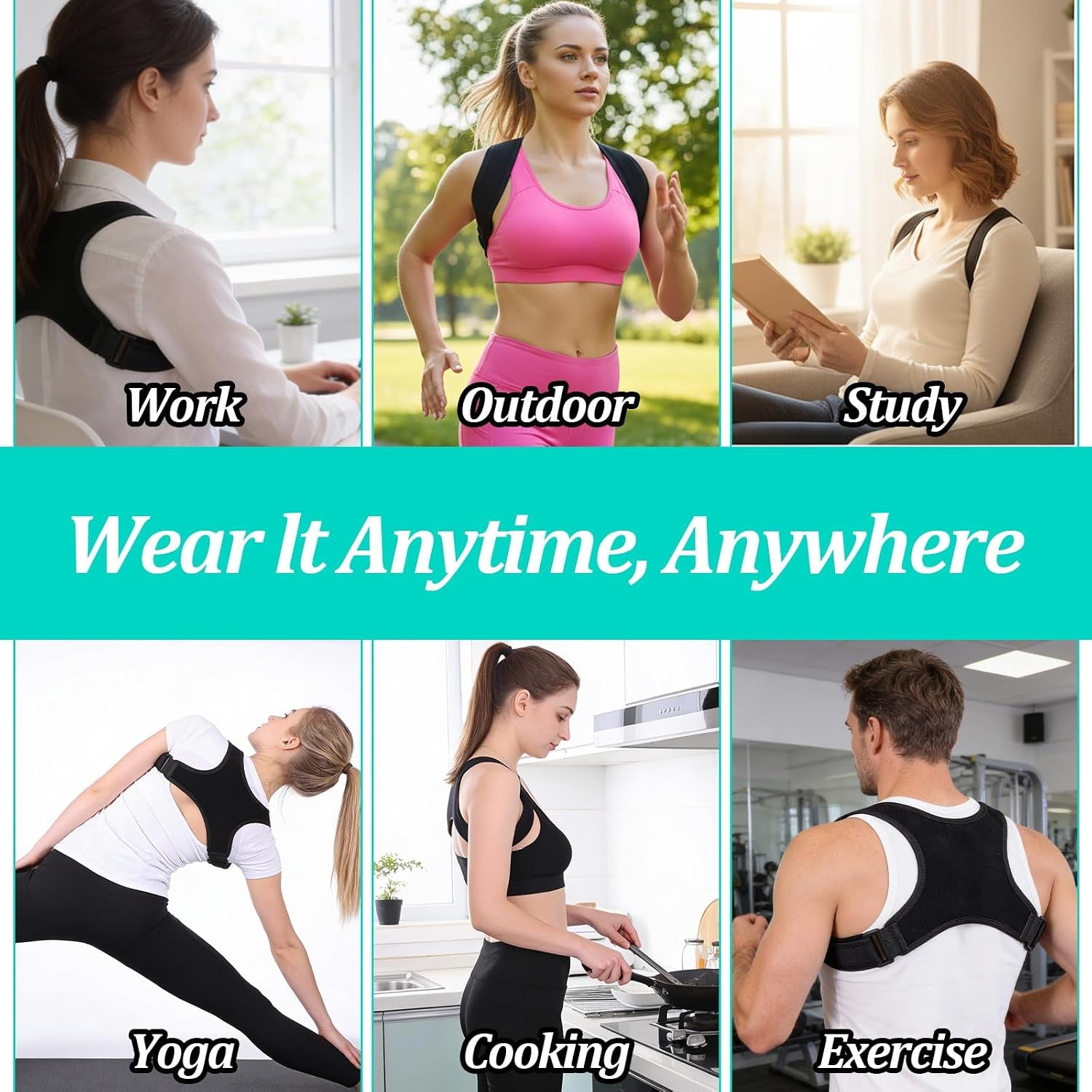 Posture Corrector Adjustable Comfortable Back Brace Lightweight Breathable Upper Straightener Support for Women Men Lower Back Shoulder Clavicle Neck Hunchback Pain Relief
