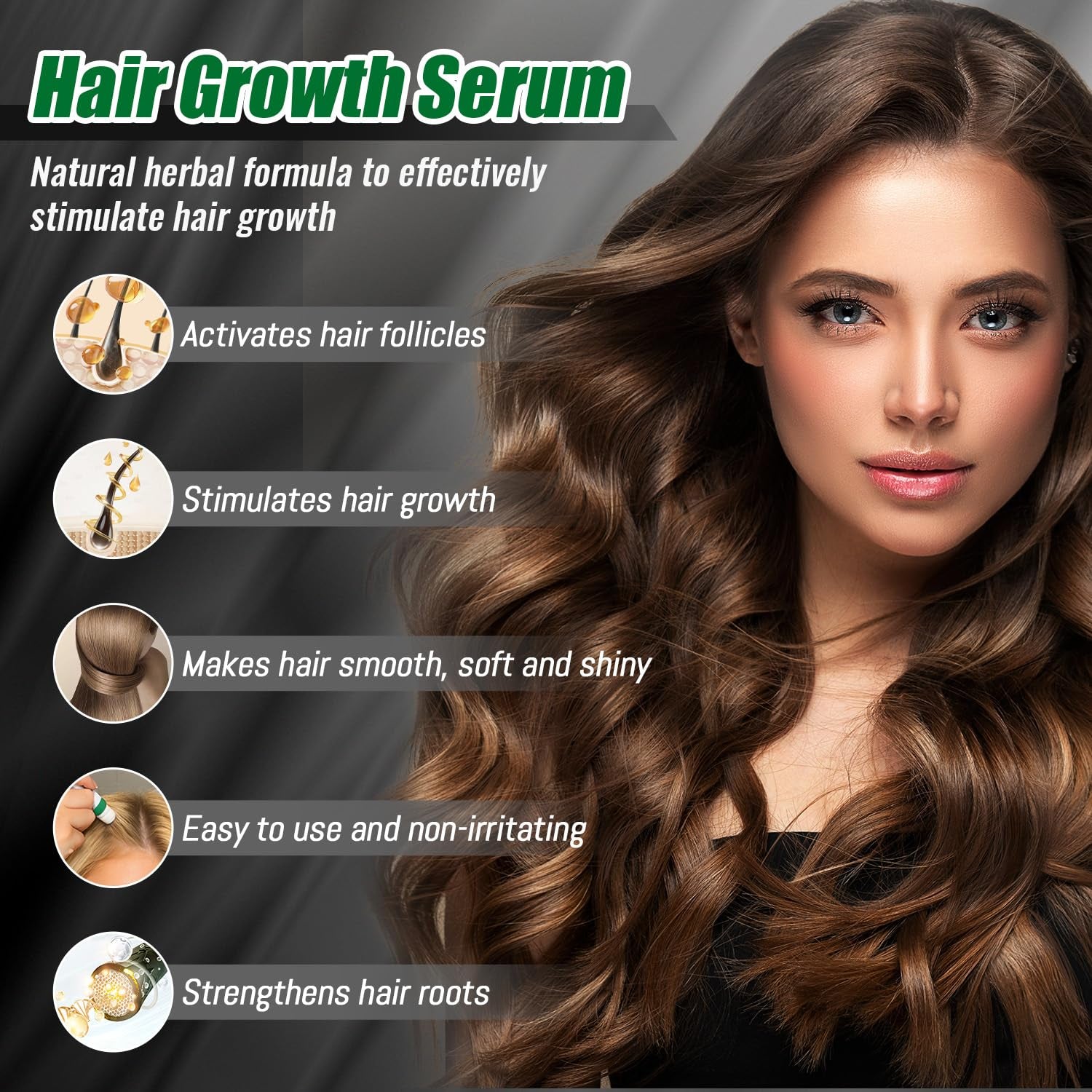Hair Growth Serum Roll on Rosemary Hair Serum for Hair Loss Thinning Hair