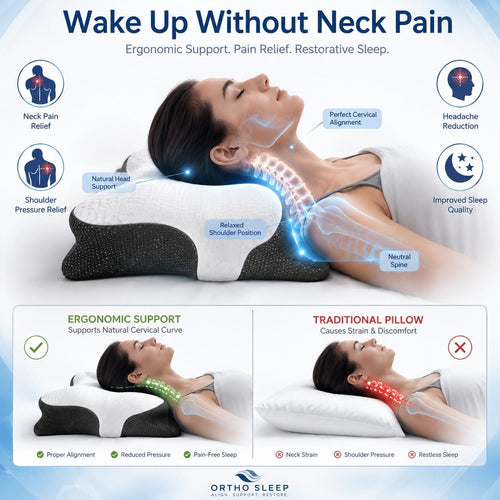 Memory Foam Pillow for Neck Pain, Cooling Cervical Support Pillow Ergonomic