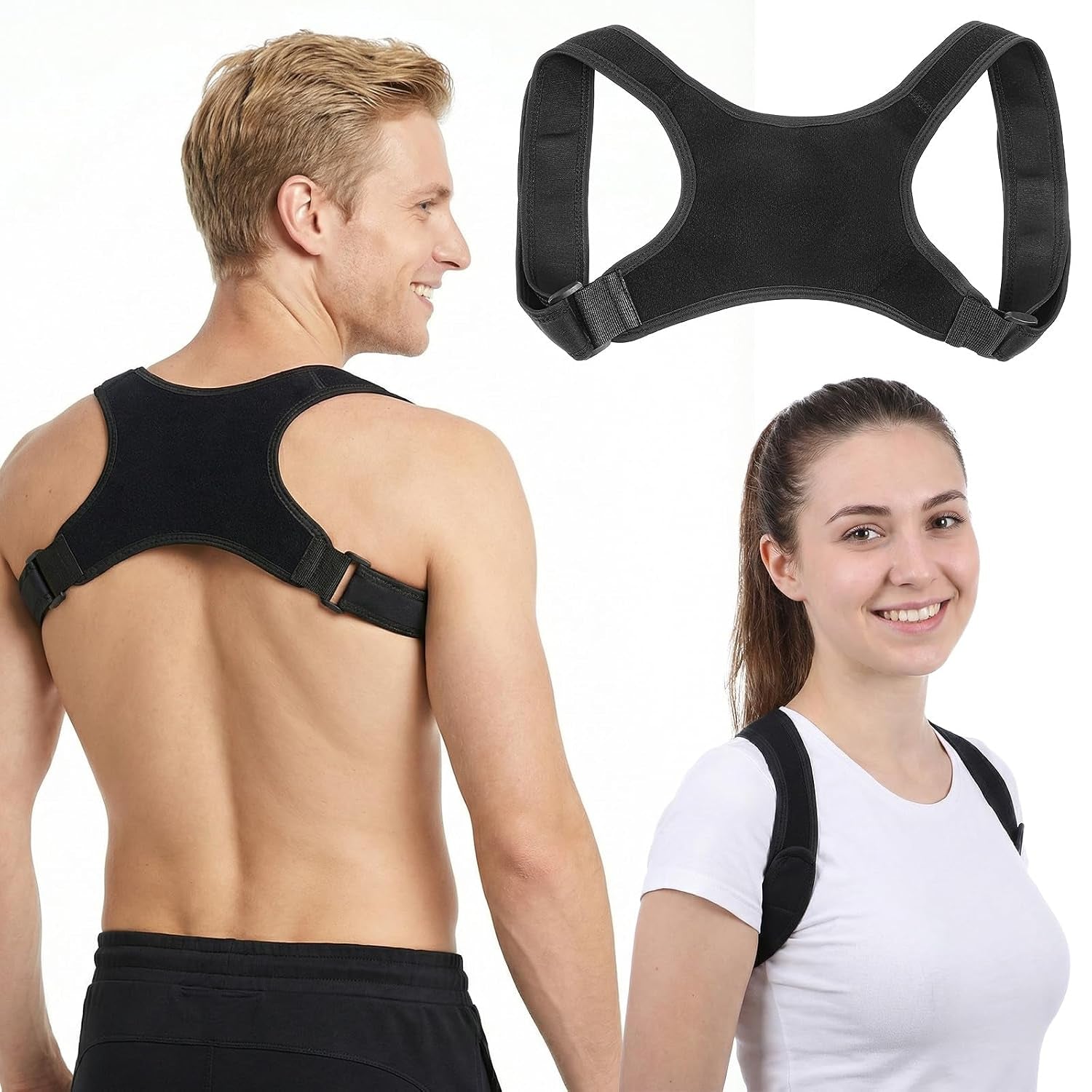 Posture Corrector Adjustable Comfortable Back Brace Lightweight Breathable Upper Straightener Support for Women Men Lower Back Shoulder Clavicle Neck Hunchback Pain Relief