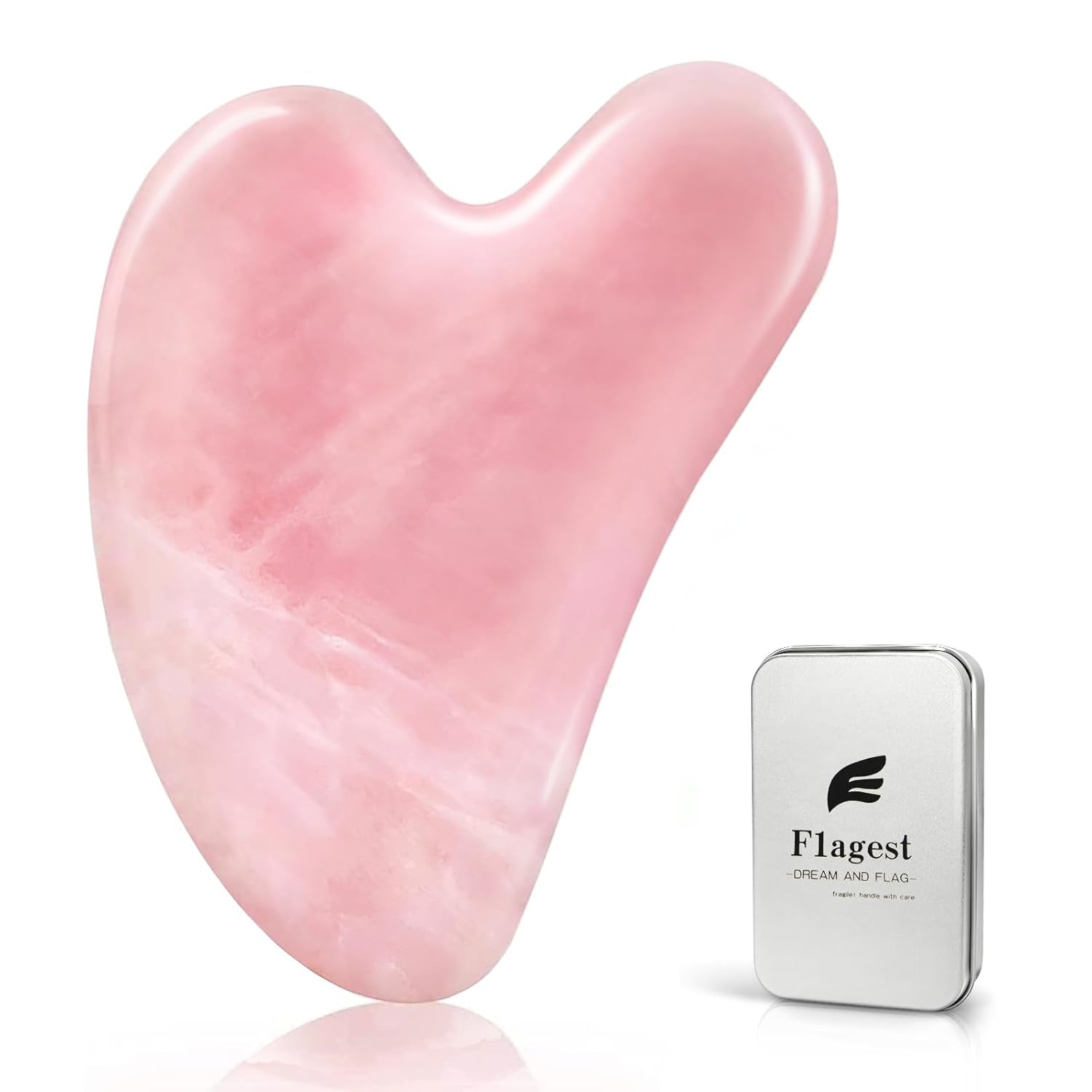 Rose Quartz Gua Sha Facial Tool, 100% Genuine Guasha Stone