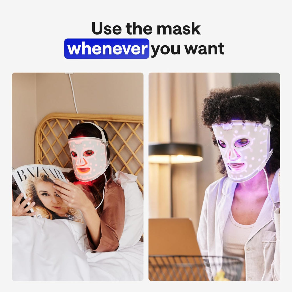 LED Face Mask Light Therapy - Red Light Therapy for Face & Blue Therapy for Skincare Therapy Device
