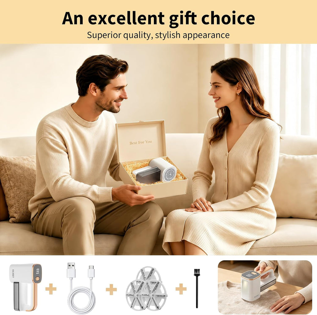 Fabric Shaver Rechargeable Lint Remover with 3 Extra Blades & Light
