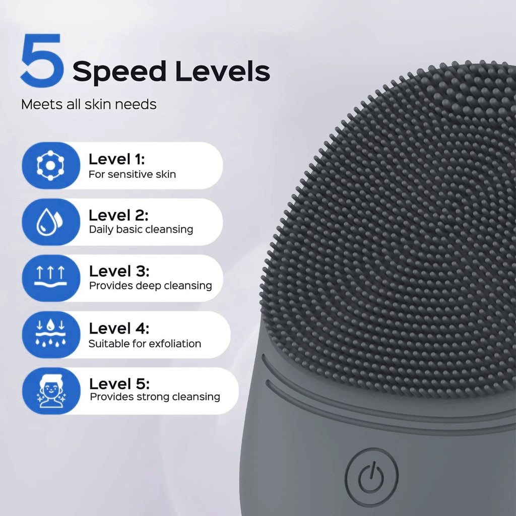 Electric Soft Silicone Facial Cleansing Brush, Sonic Vibration Face Cleansing Brush, Deep Cleansing