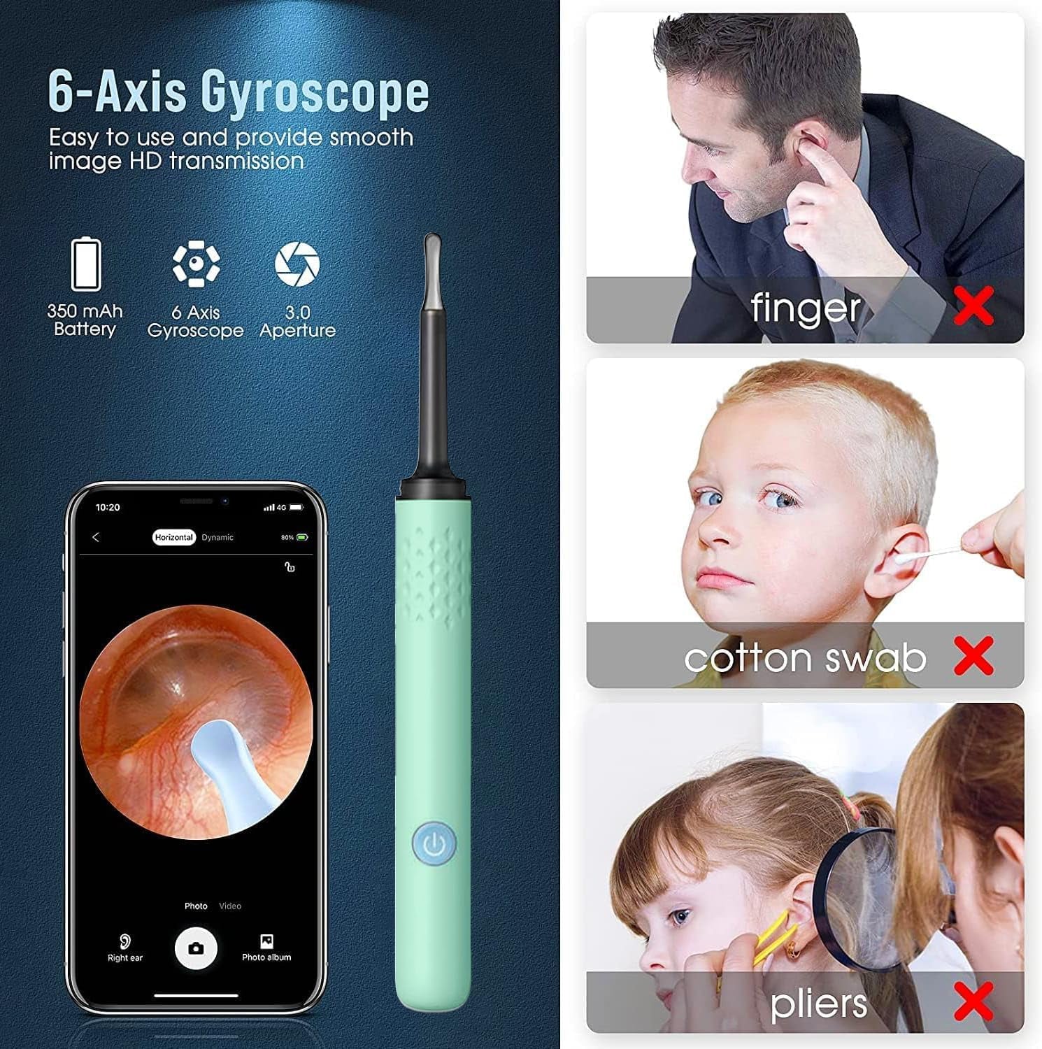 Ear Wax Removal, Ear Cleaner with Camera and Light, Ear Wax Removal Kit, Ear Wax Removal Tool Camera with 1080P, Ear Cleaning Kit with Spoons
