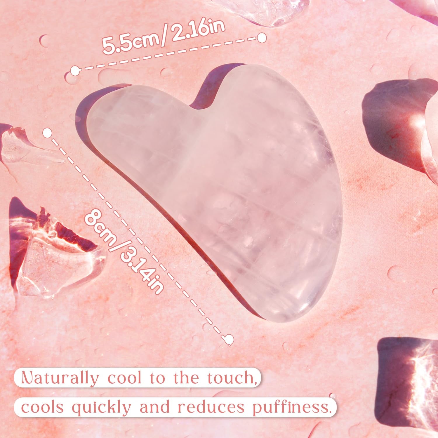 Rose Quartz Gua Sha Facial Tool, 100% Genuine Guasha Stone